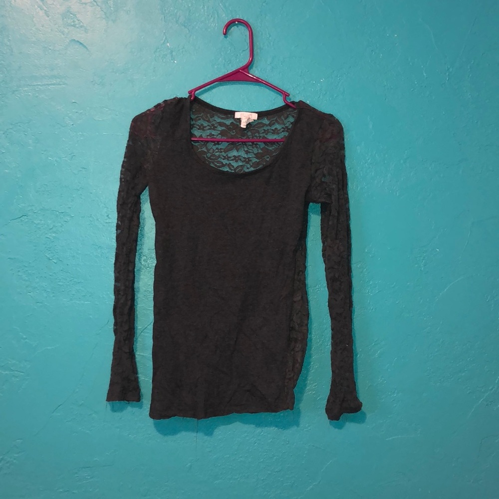 Lace full sleeve gray shirt